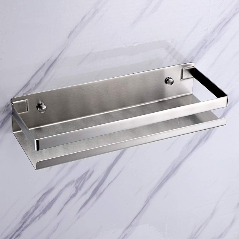 OwnMy Bathroom Shower Shelf Stainless Steel Bath Kitchen Basket Shower Caddy Rack, Rustproof Metal Bathroom Storage Floating Shelves Wall Mounted Shower Corner Rectangular Shelf - 12 Inch Silver - Image 4